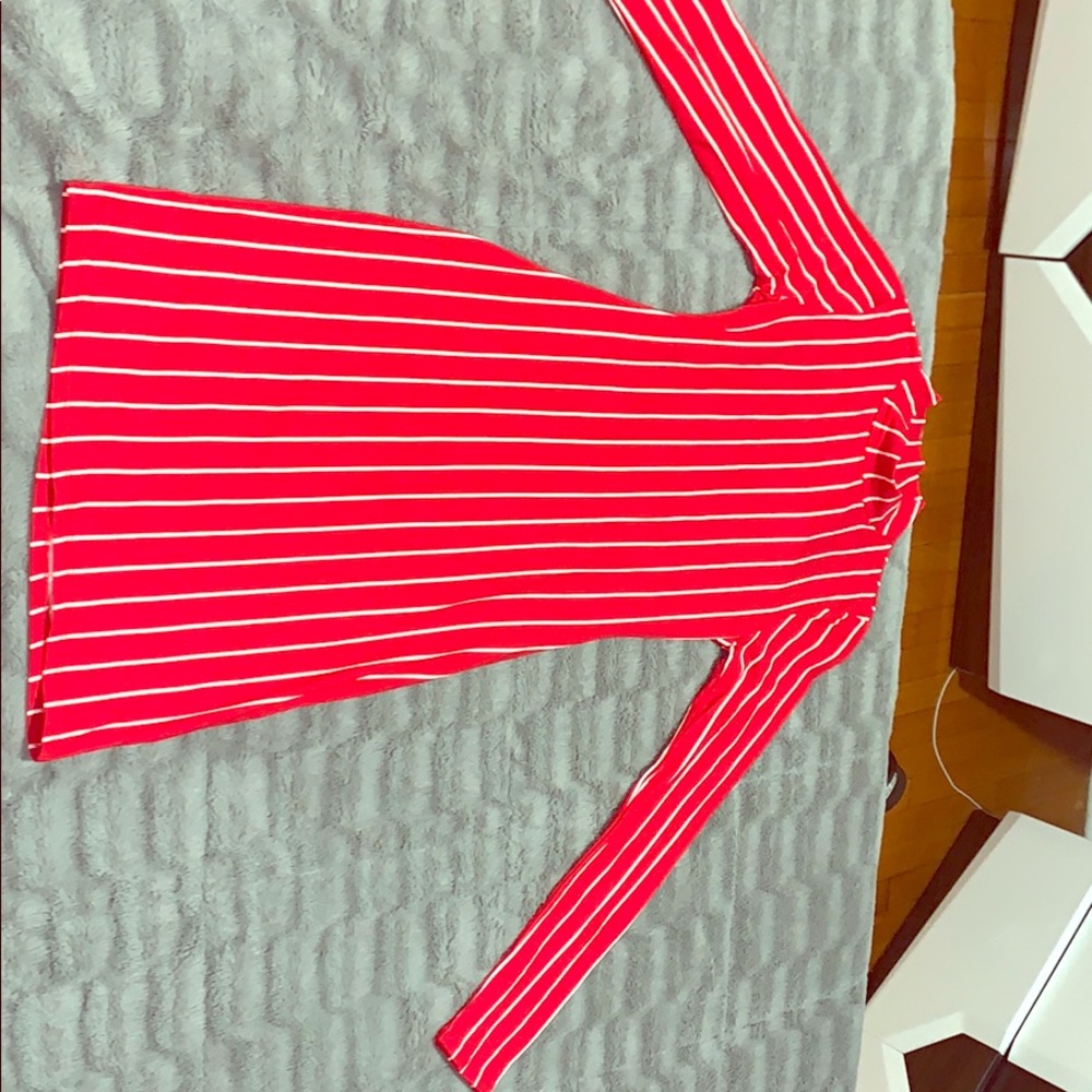 Red striped long sleeve dress
